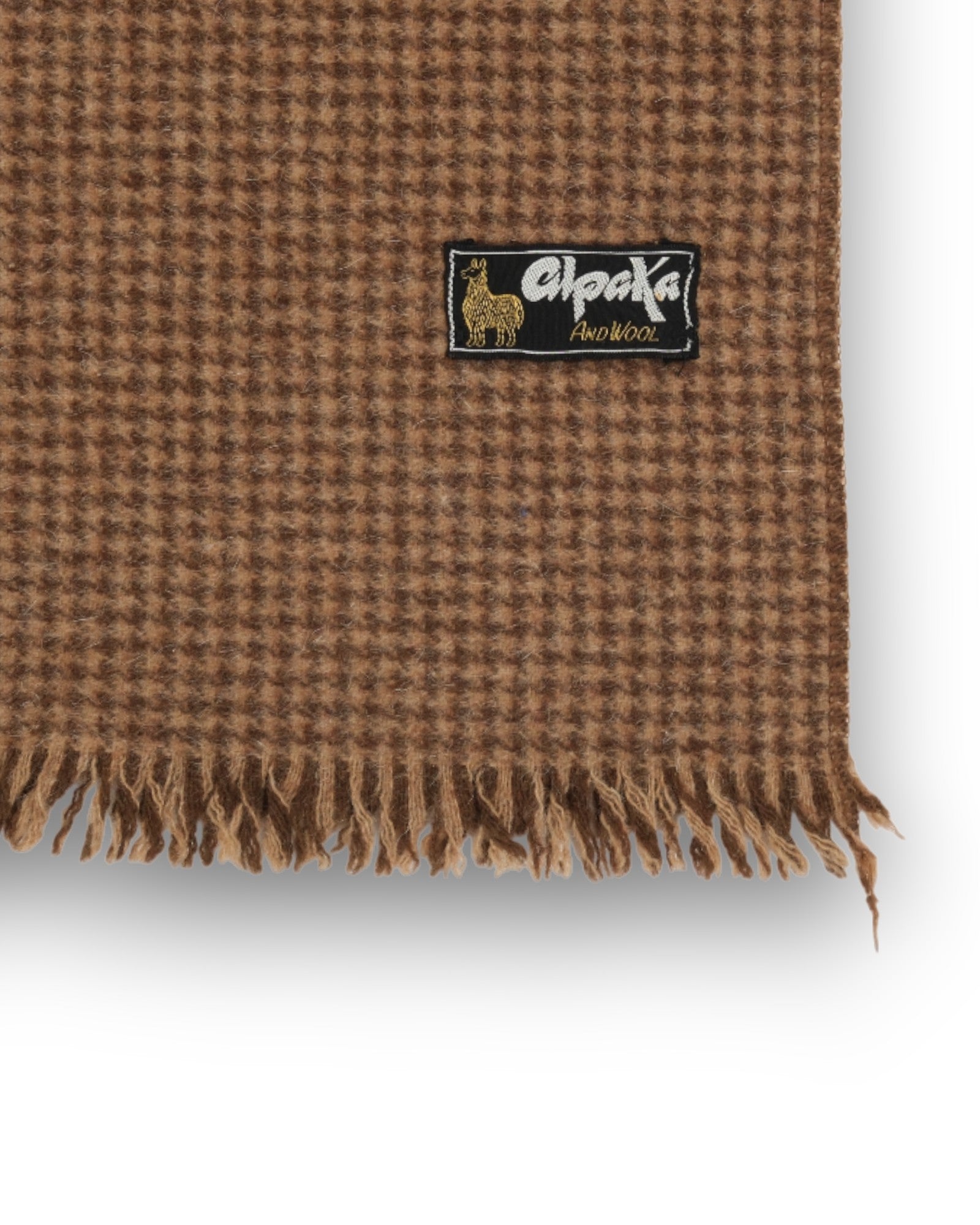 Brown/Beige Alpaca/Wool Houndstooth Scarf