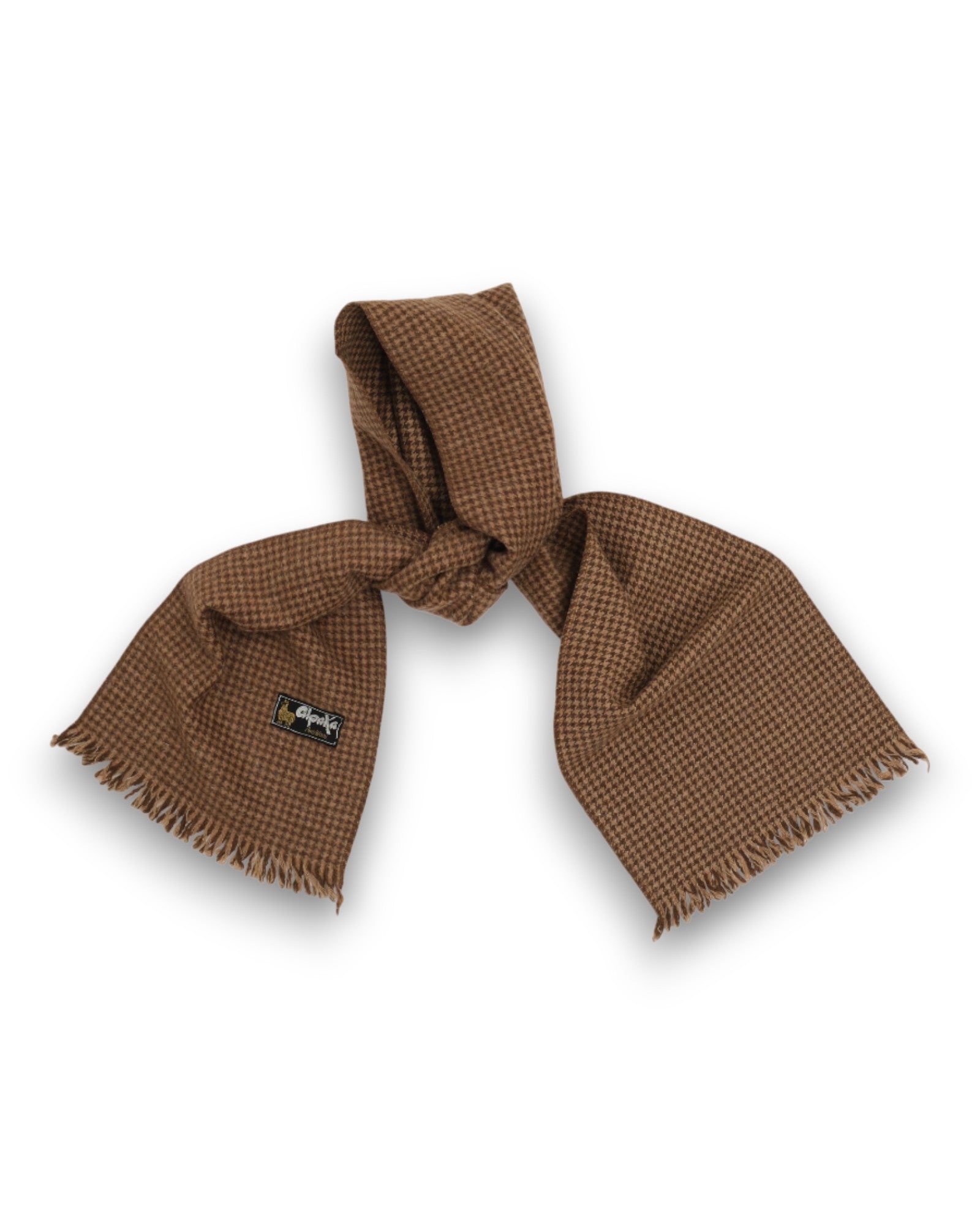 Brown/Beige Alpaca/Wool Houndstooth Scarf