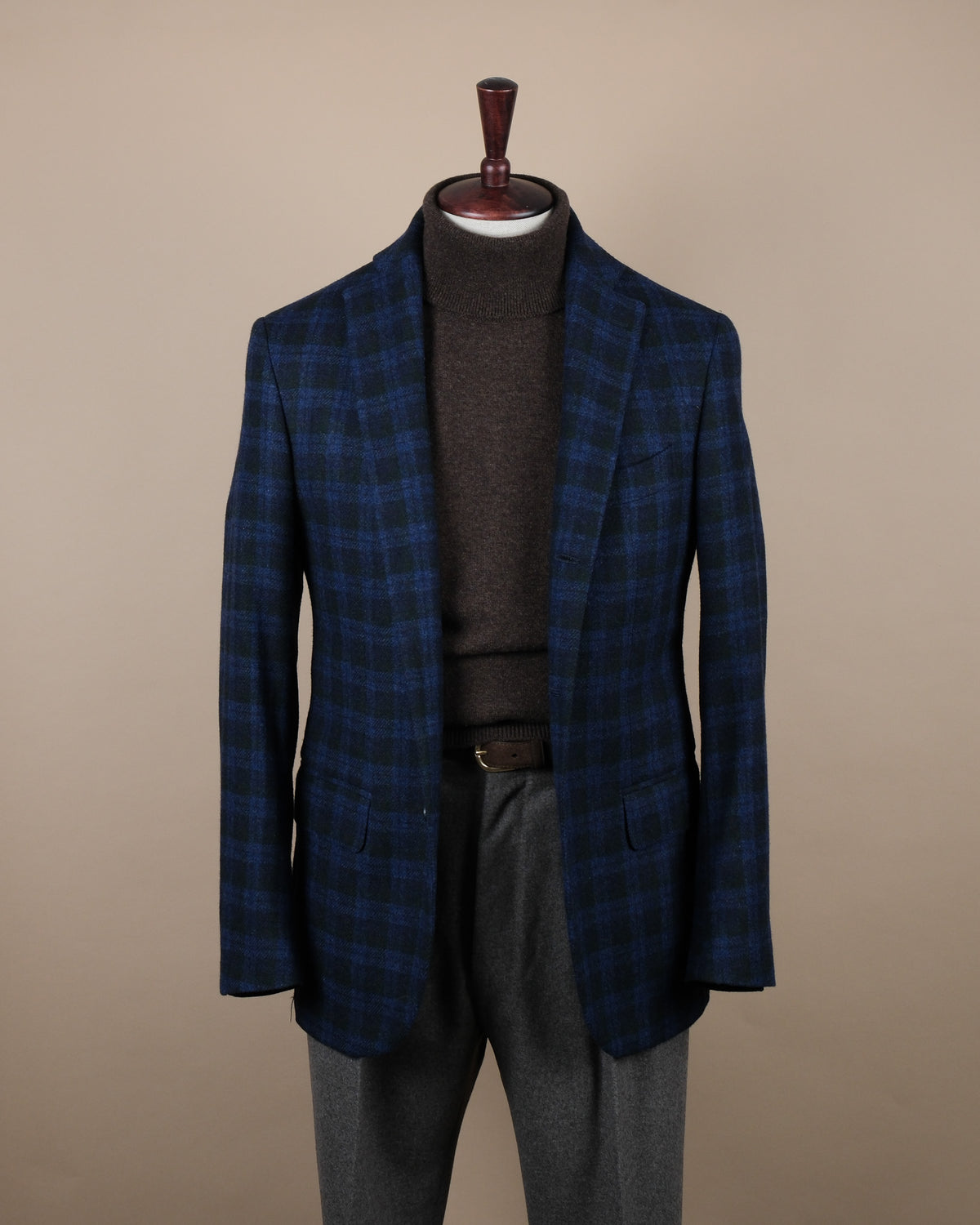 Dark Blue & Evergreen Plaid Check Sports Jacket