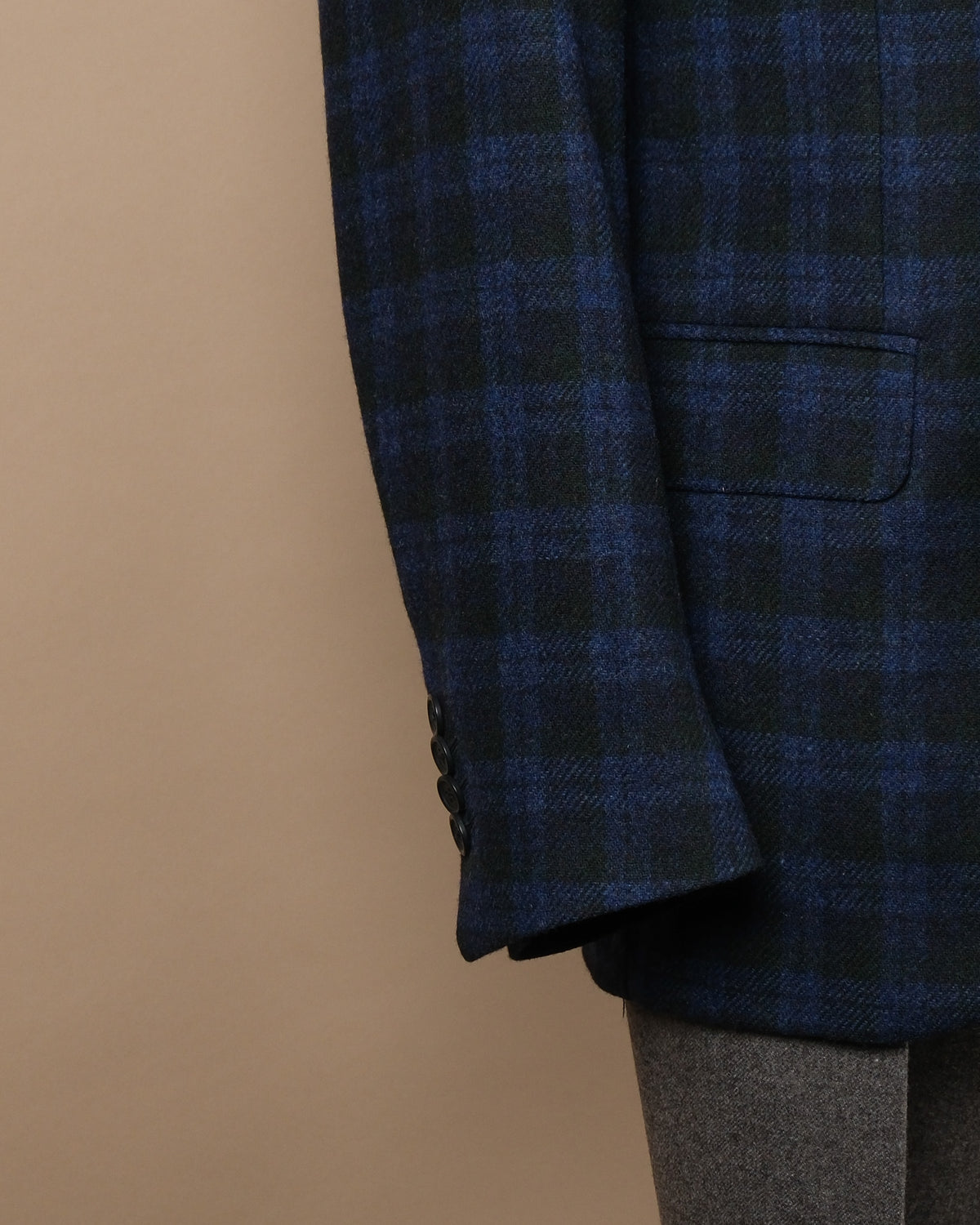 Dark Blue & Evergreen Plaid Check Sports Jacket