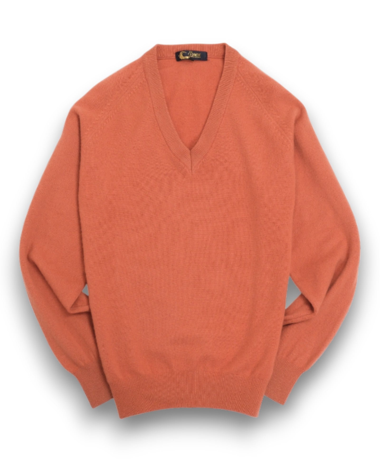 Terracotta Cashmere Deep V-Neck Raglan Sweater