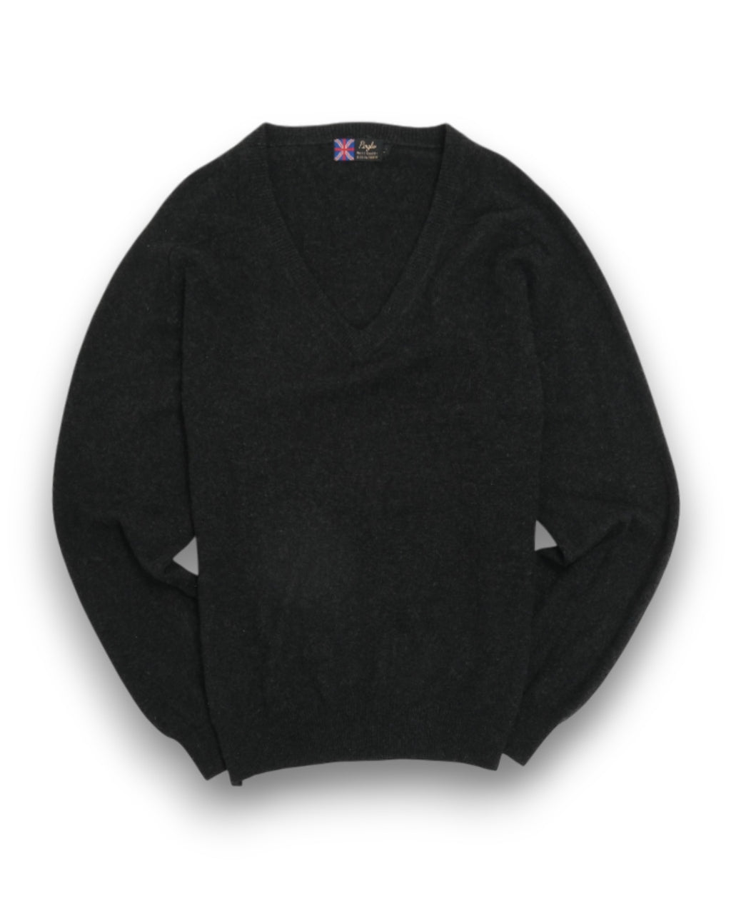 Anthracite Cashmere Deep V-Neck Sweater