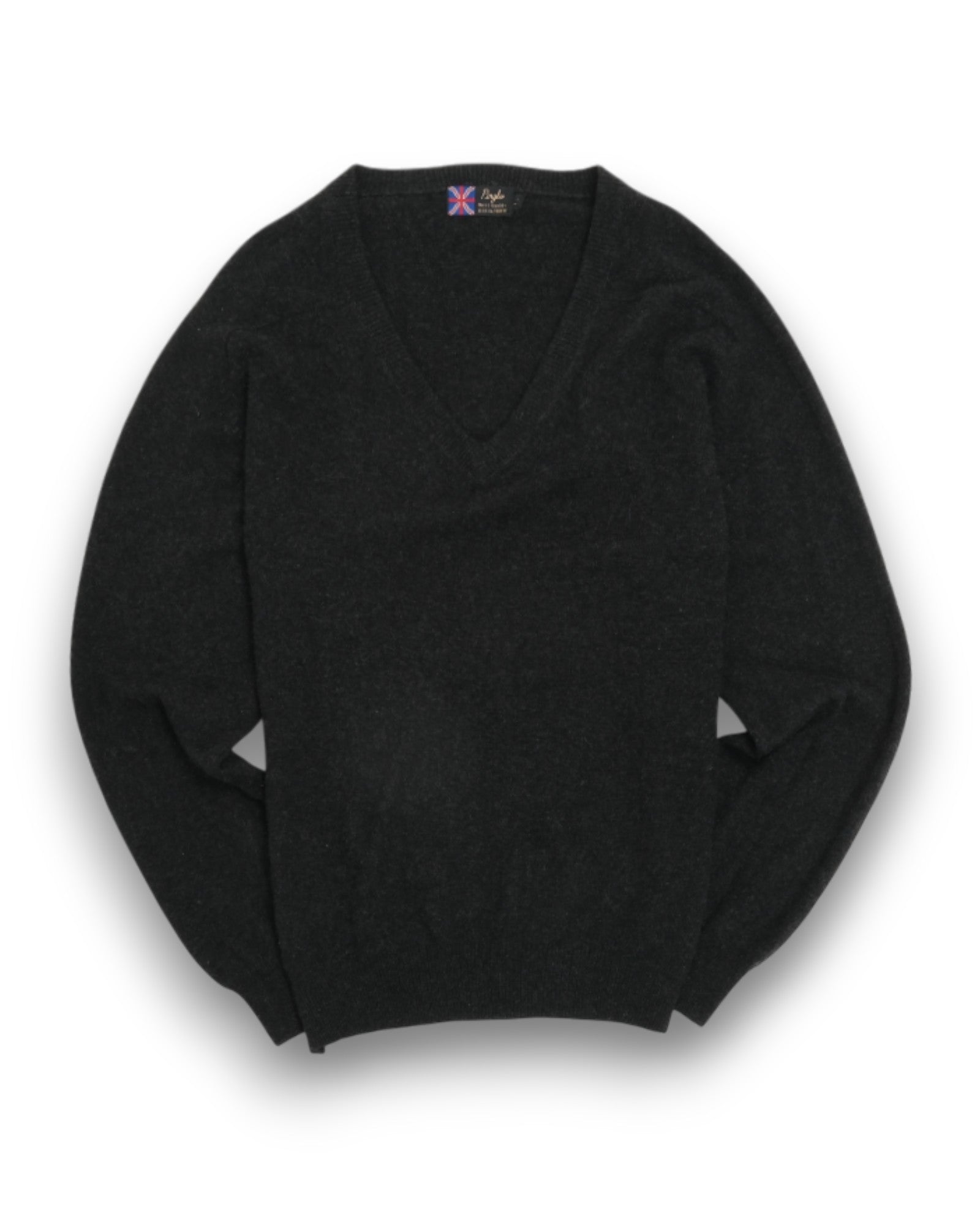 Anthracite Cashmere Deep V-Neck Sweater