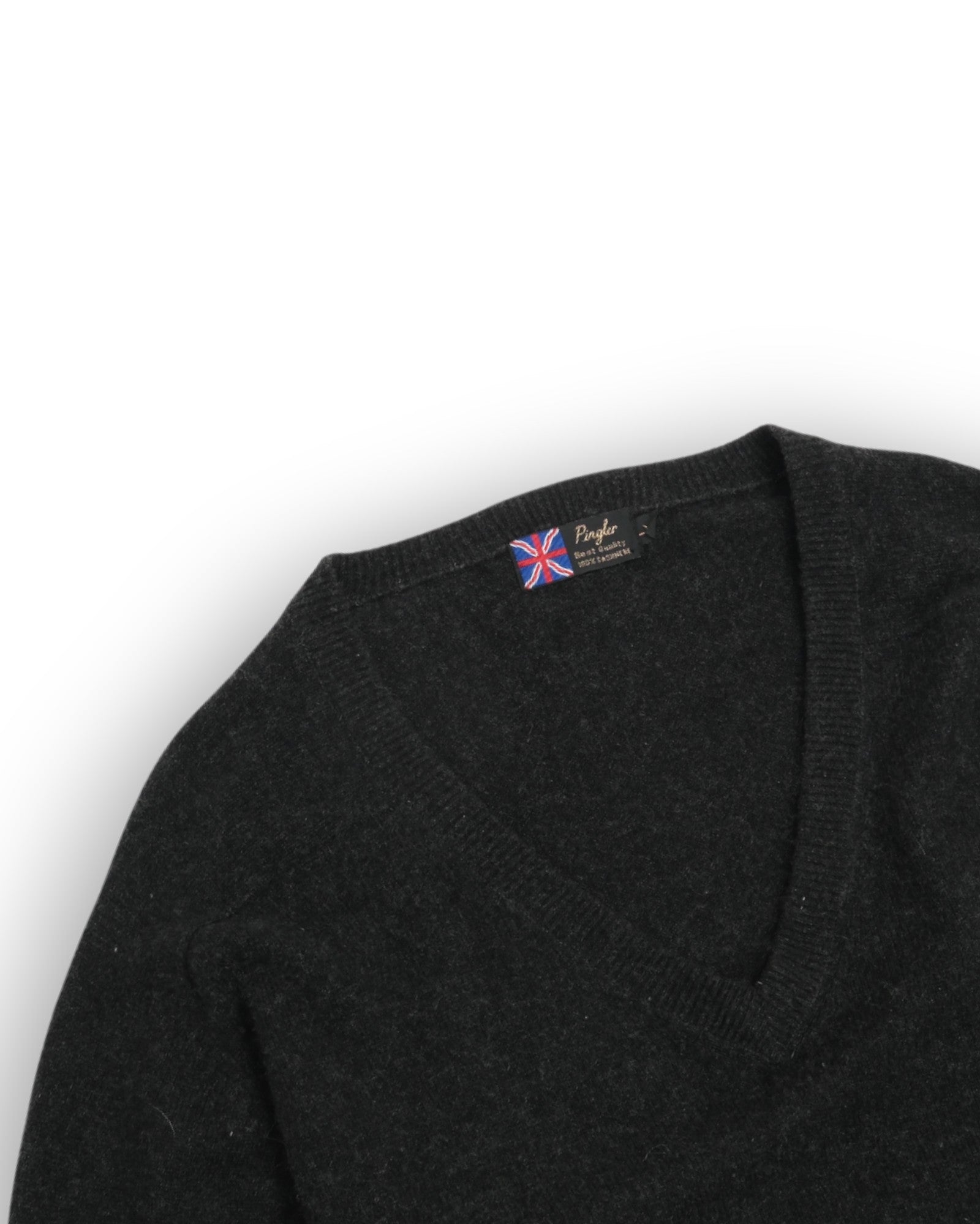 Anthracite Cashmere Deep V-Neck Sweater