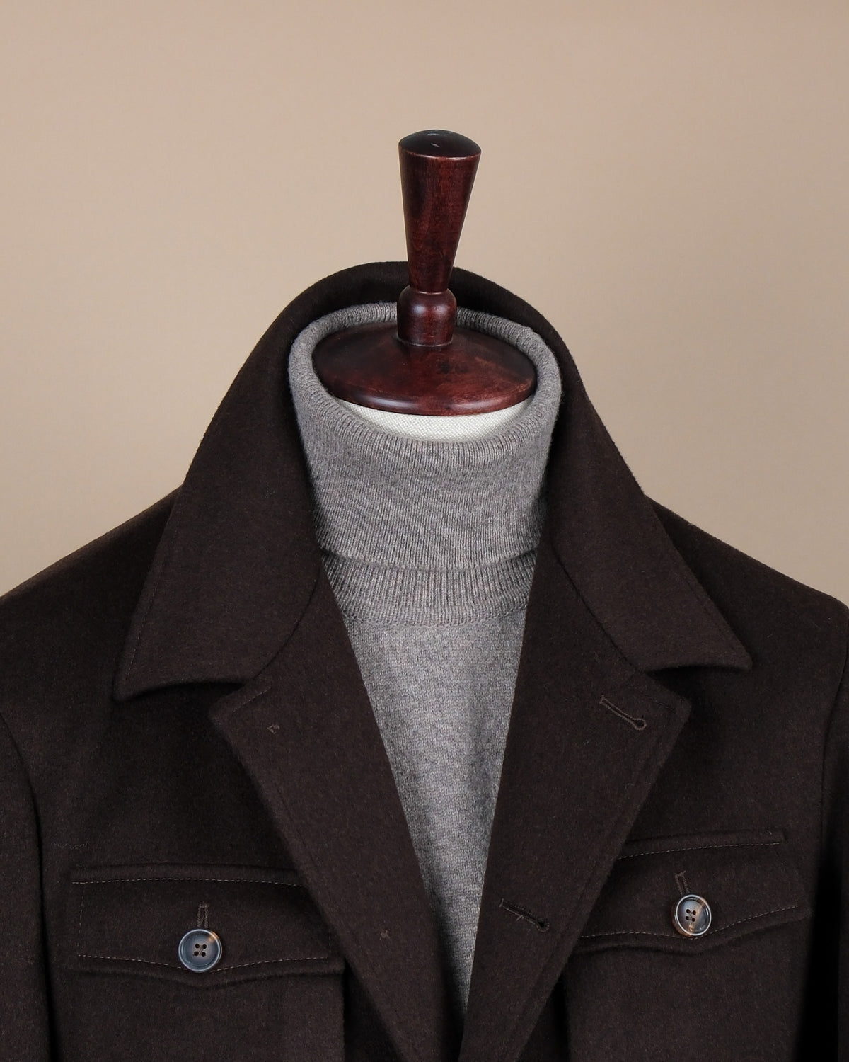 Dark Brown LP Capolavoro Wool Belted Safari Jacket