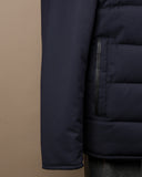 Dark Navy Panel-Padded Shearling Collared Jacket