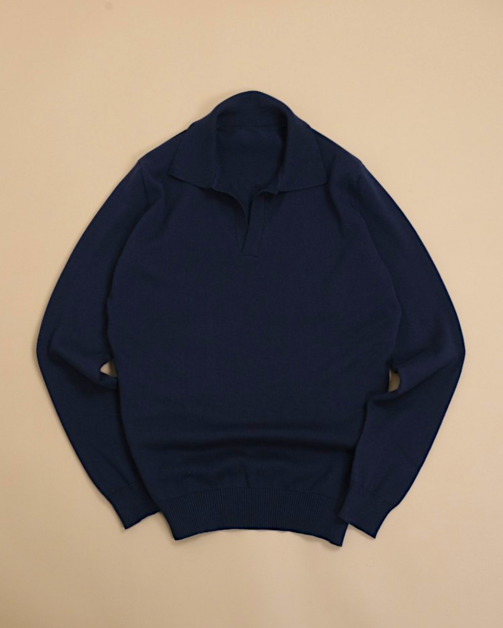 Navy Cotton Open Polo