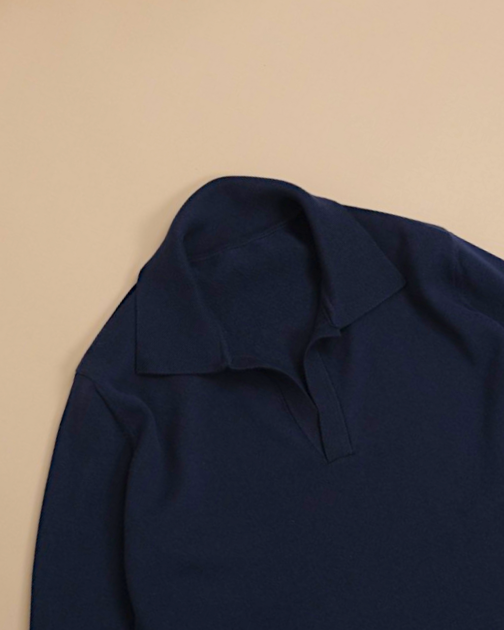 Navy Cotton Open Polo