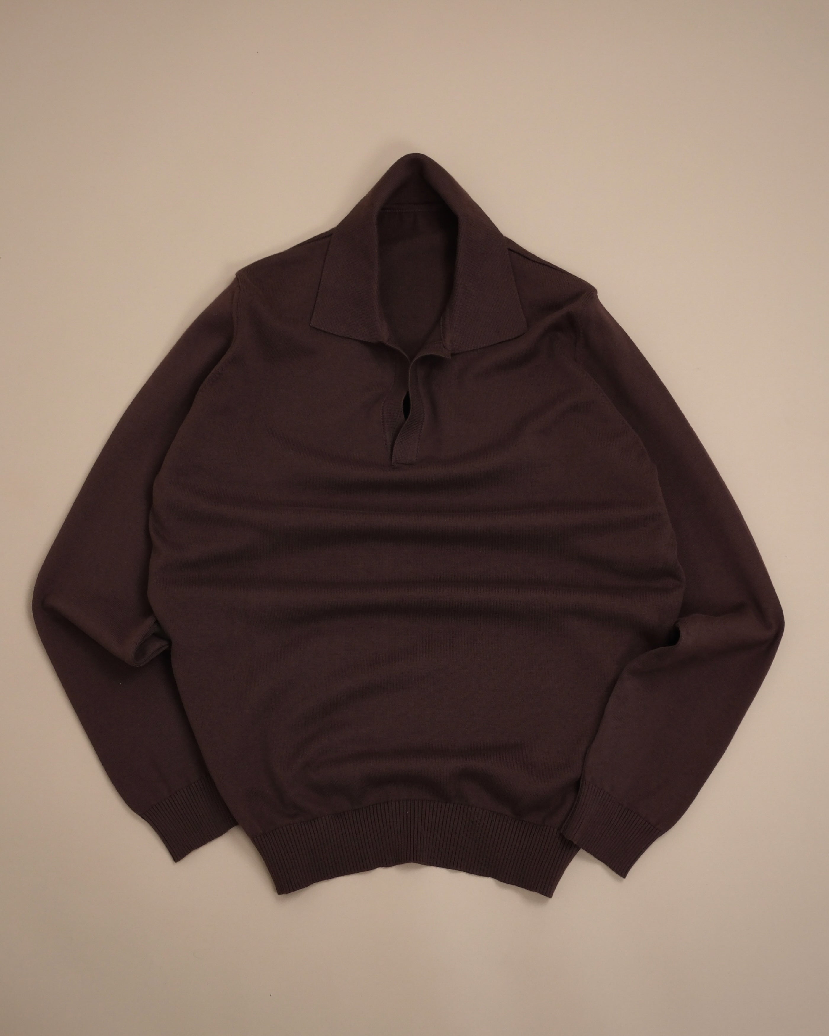 Brown Cotton Open Polo