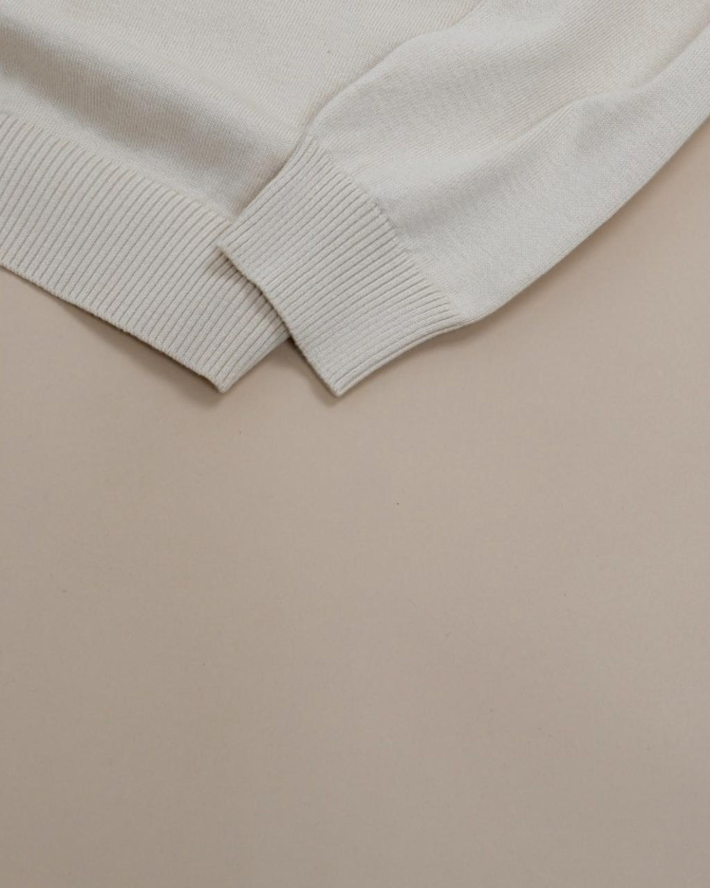 Cream Beige Cotton Open Polo