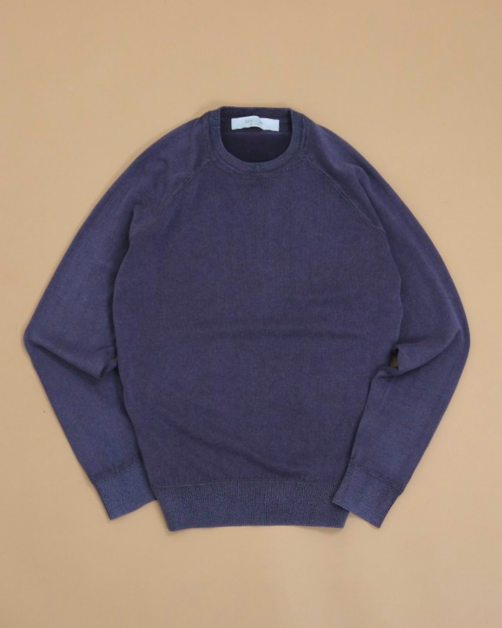 Navy Stonewashed Cotton Raglan Crewneck