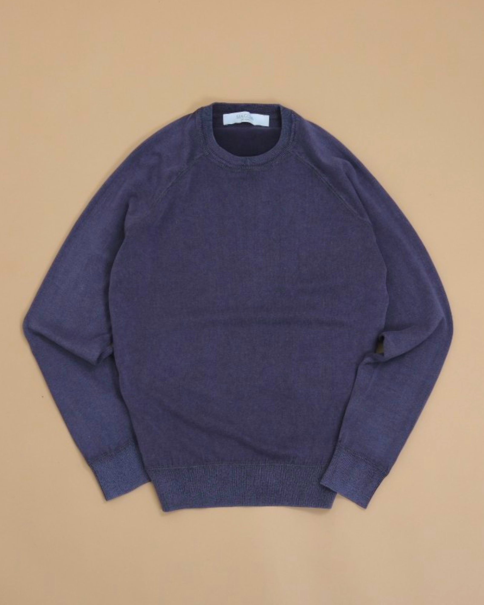 Navy Stonewashed Cotton Raglan Crewneck