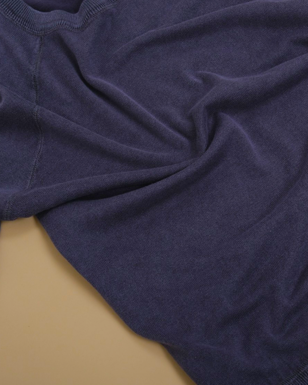 Navy Stonewashed Cotton Raglan Crewneck