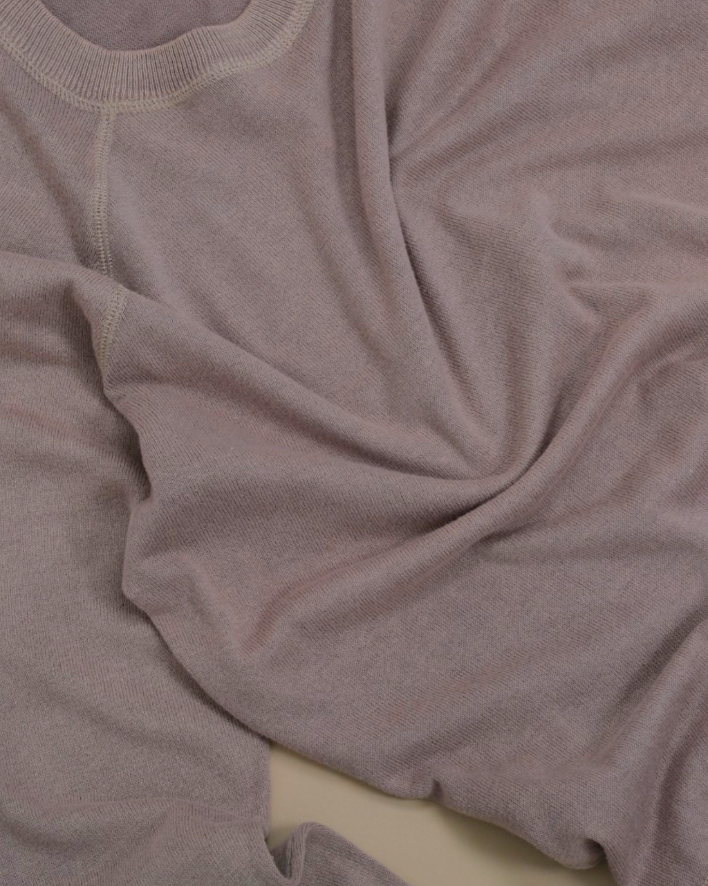 Beige Stonewashed Cotton Raglan Crewneck