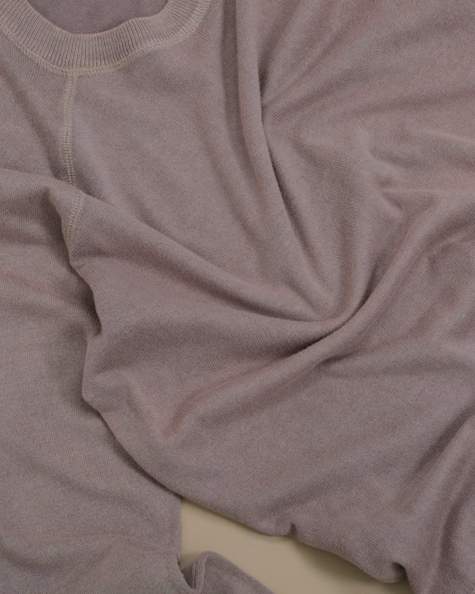 Beige Stonewashed Cotton Raglan Crewneck