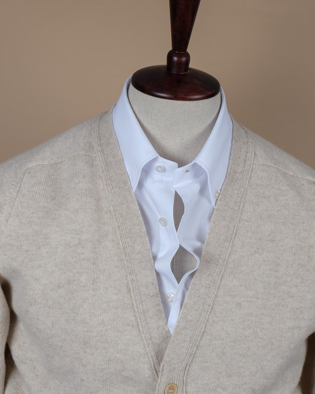 Fawn Geelong Lambswool Cardigan