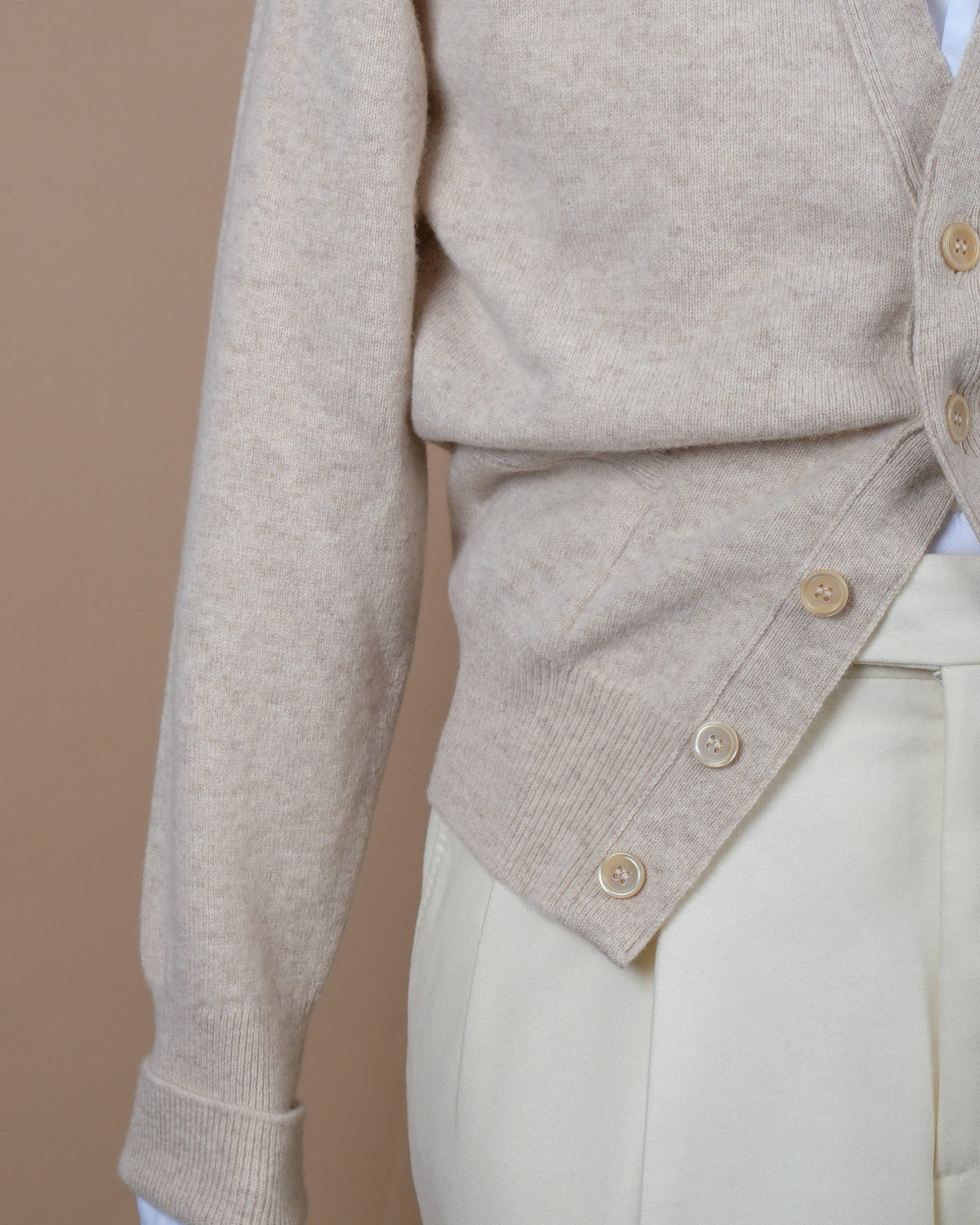Fawn Geelong Lambswool Cardigan