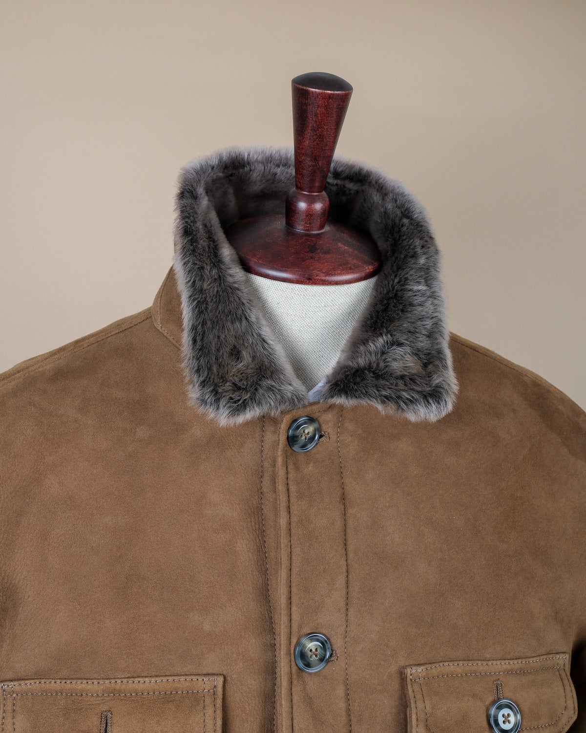 Coffe Suede Combed Shearling Jacket