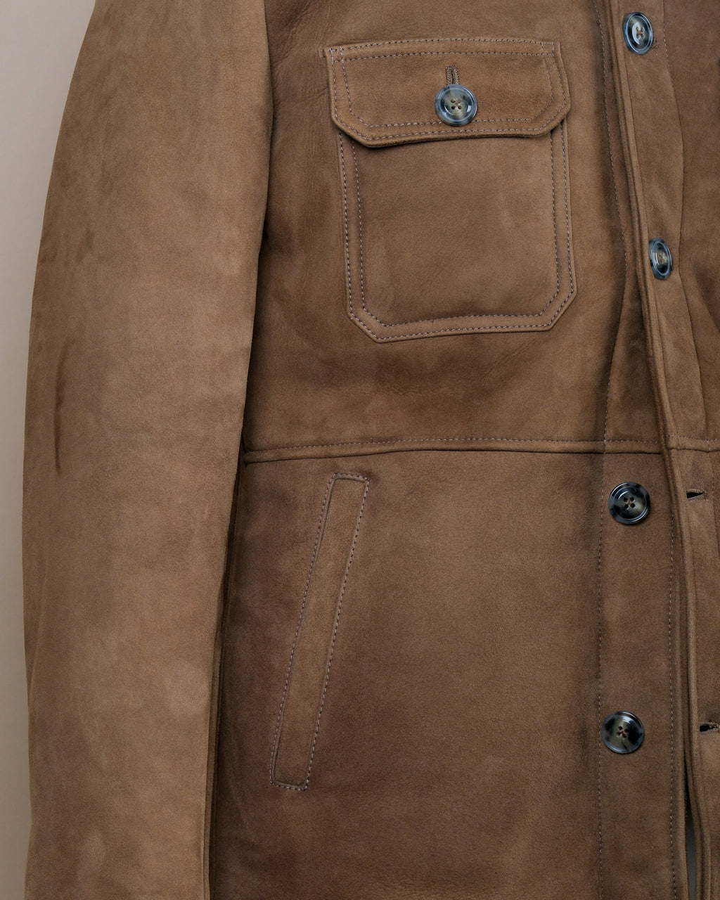 Coffe Suede Combed Shearling Jacket