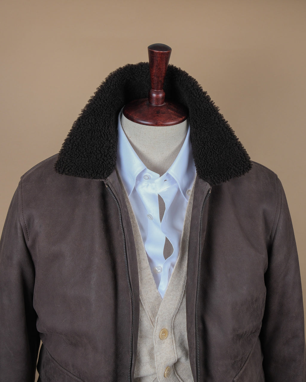 Asphalt Brown Sheepskin Flight Jacket