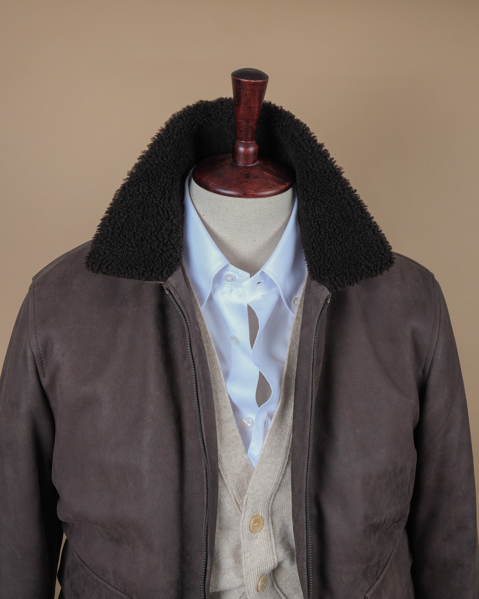 Asphalt Brown Sheepskin Flight Jacket