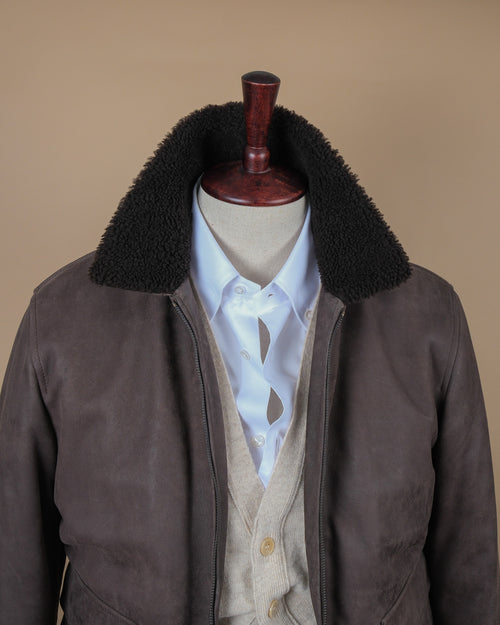Asphalt Brown Sheepskin Flight Jacket