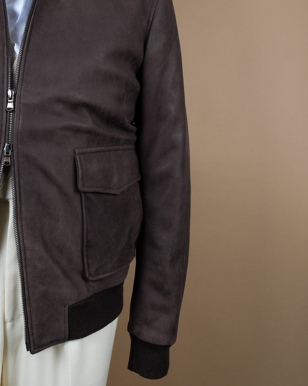 Asphalt Brown Sheepskin Flight Jacket