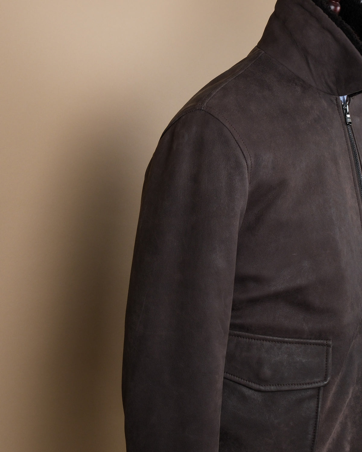 Asphalt Brown Sheepskin Flight Jacket