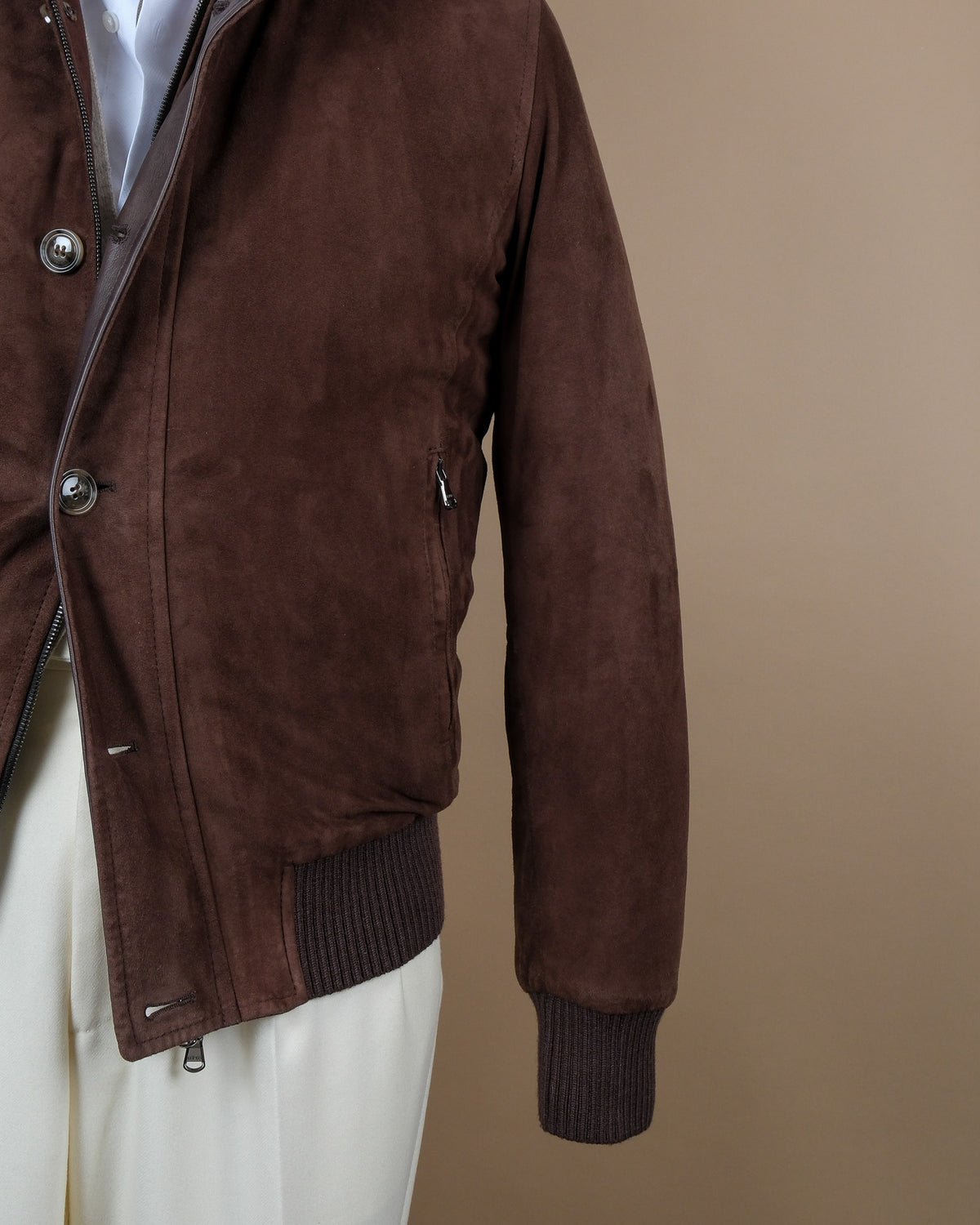 Dark Brown Suede Flight Jacket