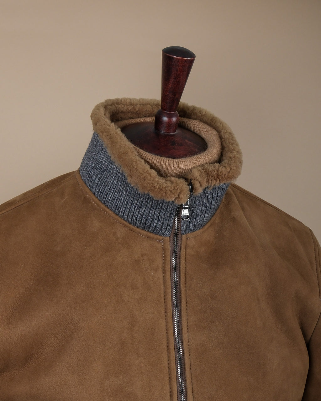 Fawn Heavy Suede Shearling Flight Jacket