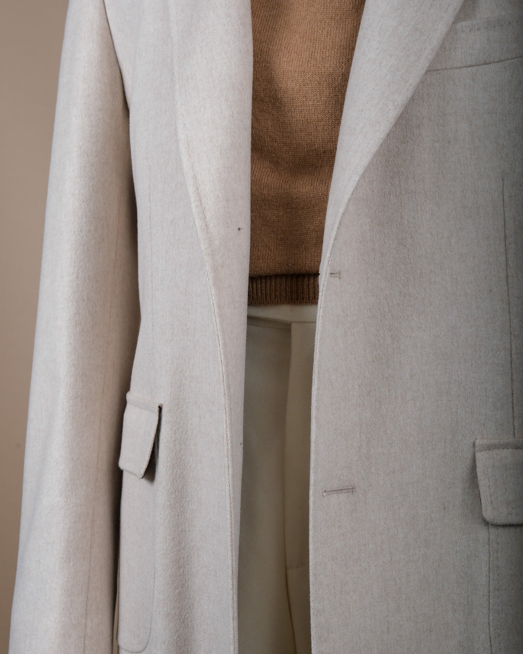 Cream Loro Piana Virgin Wool Overcoat
