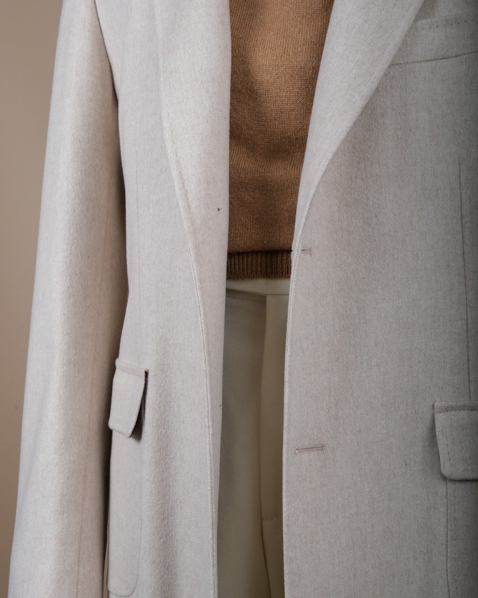 Cream Loro Piana Virgin Wool Overcoat