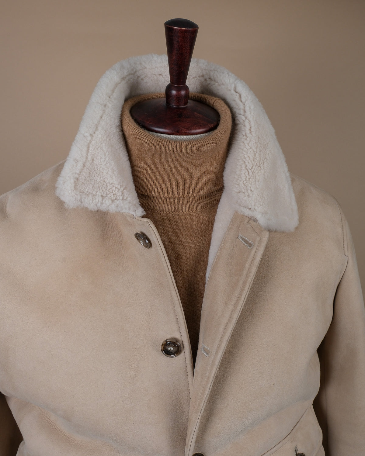 Almond Suede Shearling Flight Jacket