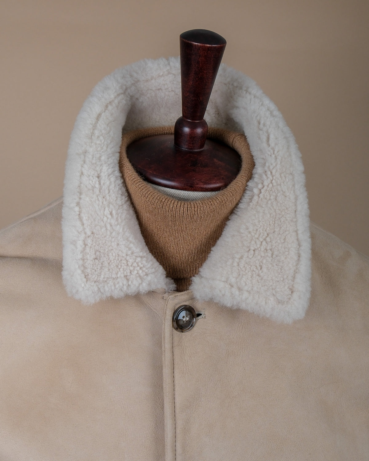 Almond Suede Shearling Flight Jacket