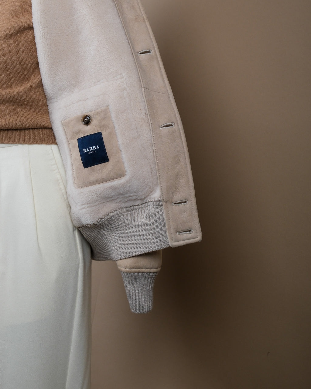 Almond Suede Shearling Flight Jacket