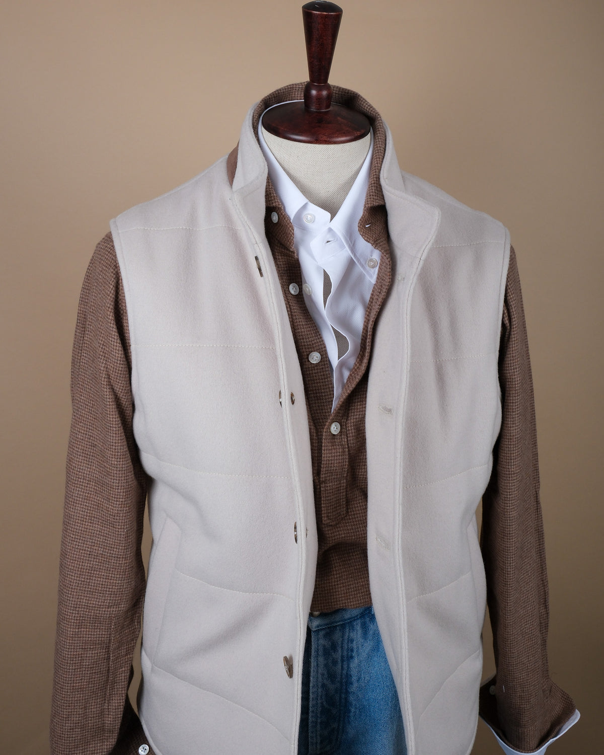 Oyster Virgin Wool & Cashmere Gilet
