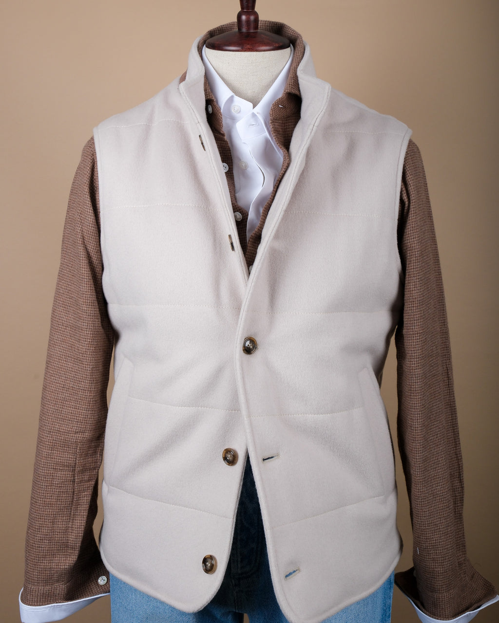 Oyster Virgin Wool & Cashmere Gilet