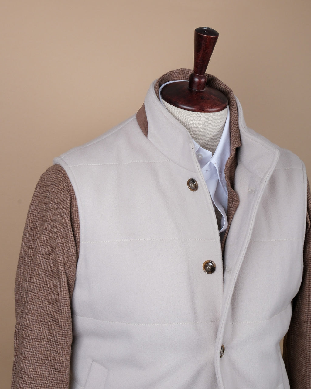 Oyster Virgin Wool & Cashmere Gilet