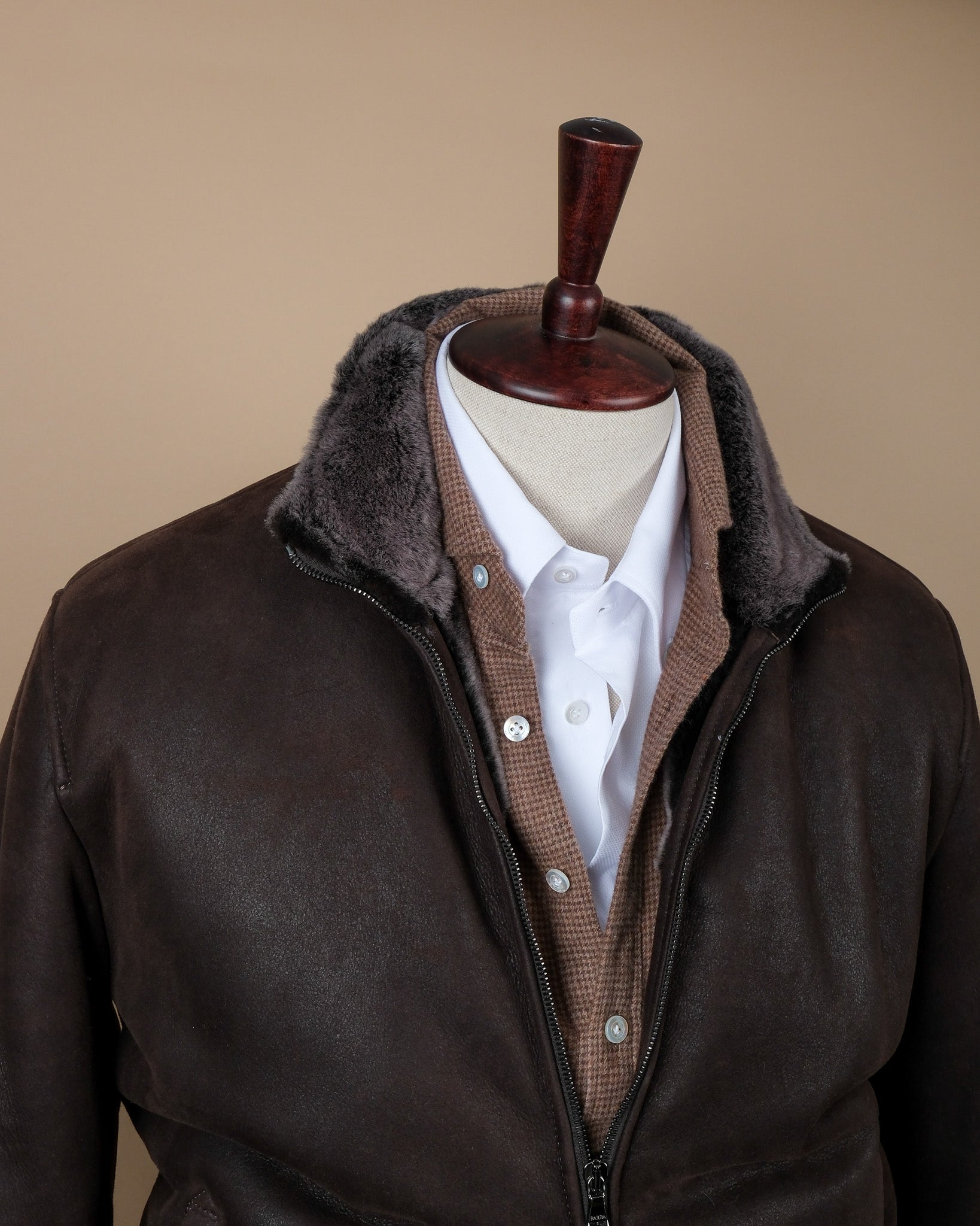 Bistre Suede Shearling Flight Jacket