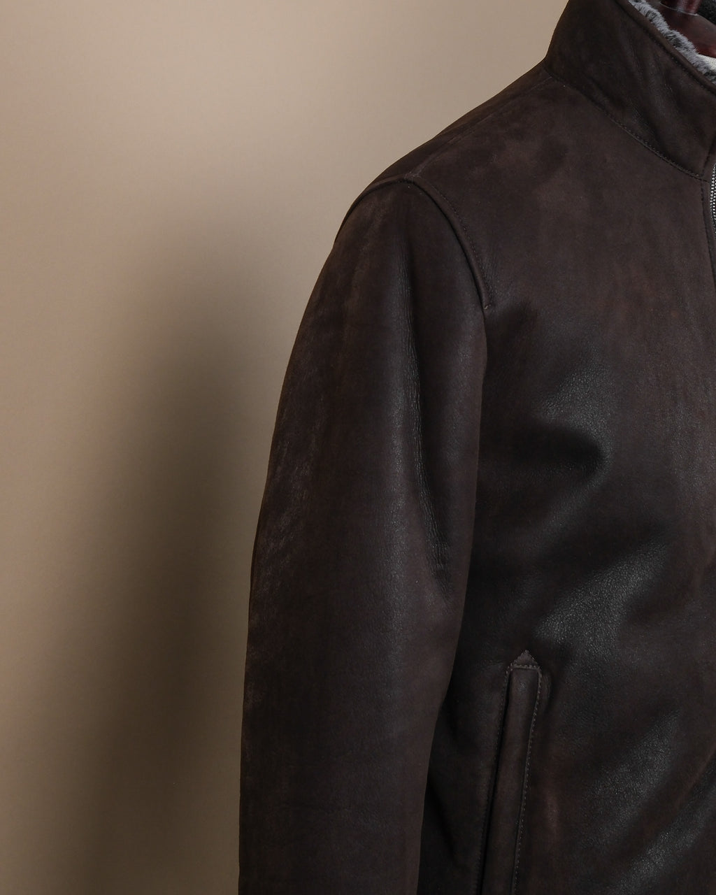 Bistre Suede Shearling Flight Jacket