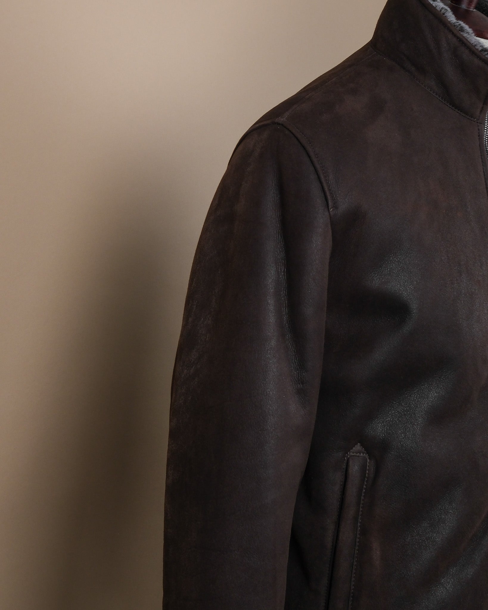 Bistre Suede Shearling Flight Jacket