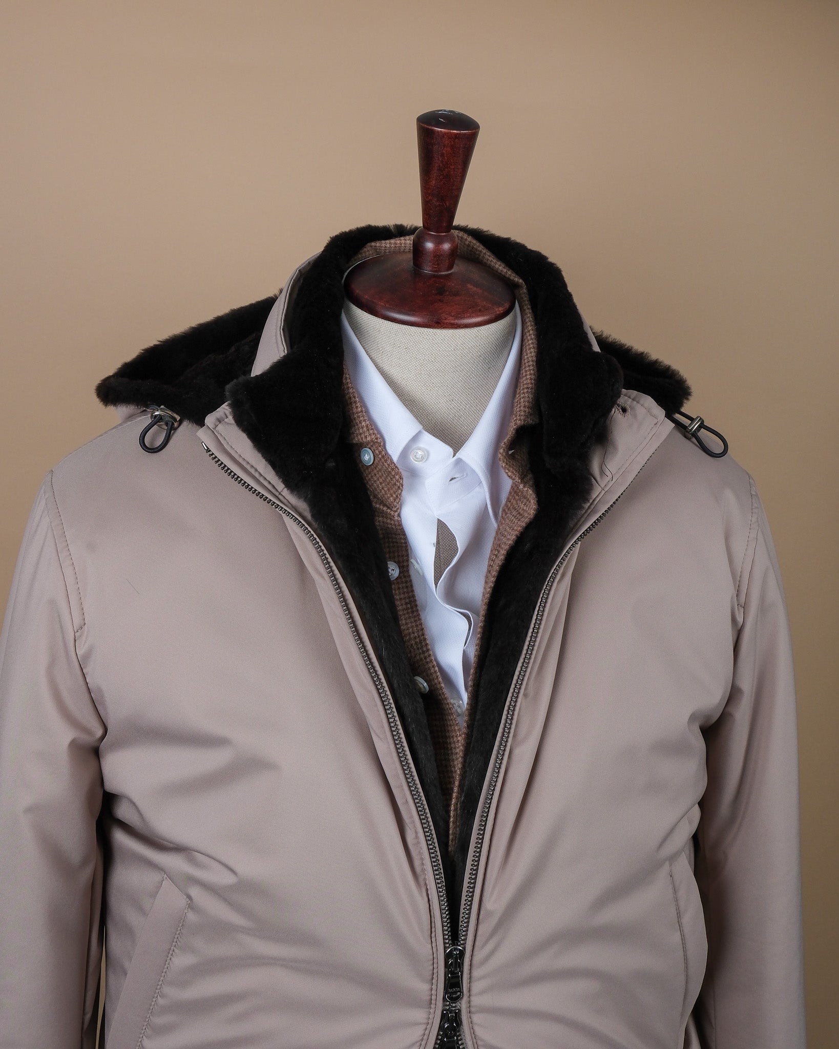 Stone Beige Rabbit-Lined Blouson