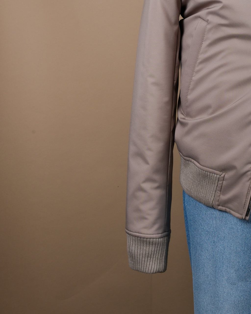 Stone Beige Rabbit-Lined Blouson