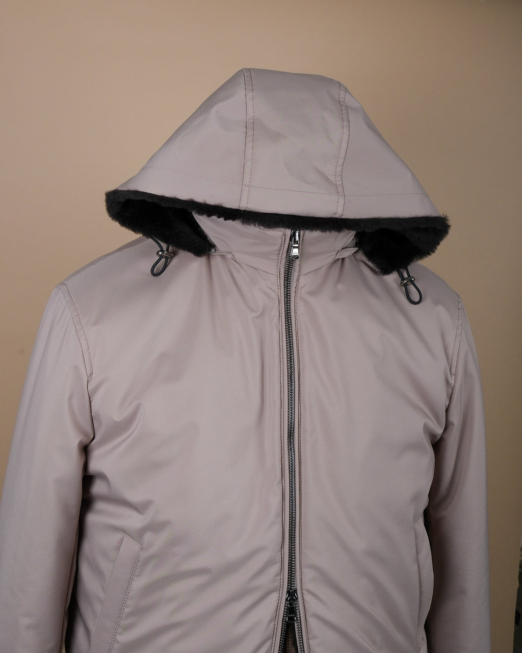 Stone Beige Rabbit-Lined Blouson