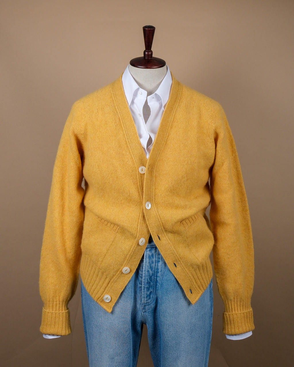 Yellow Brushed Lambswool Cardigan