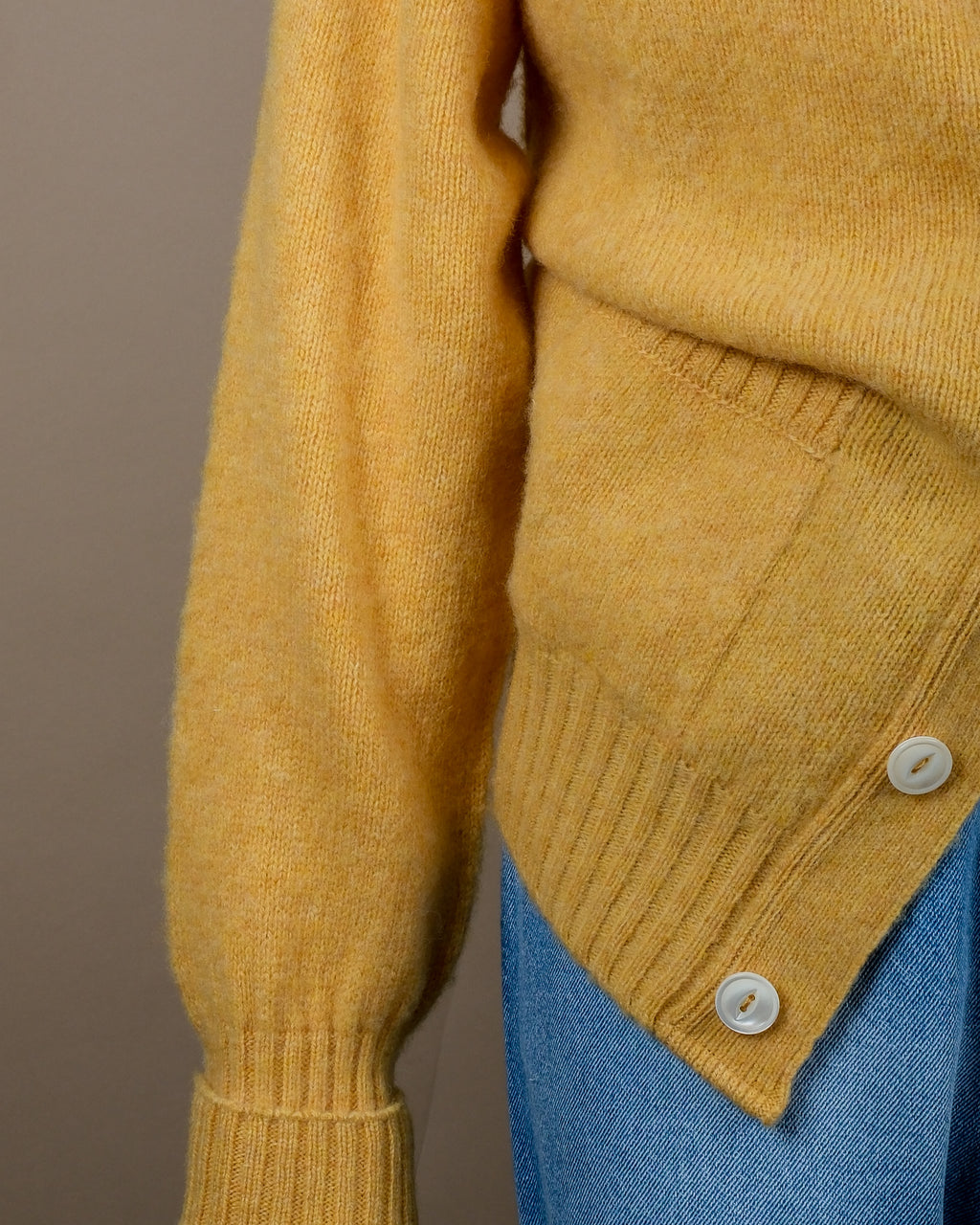 Yellow Brushed Lambswool Cardigan