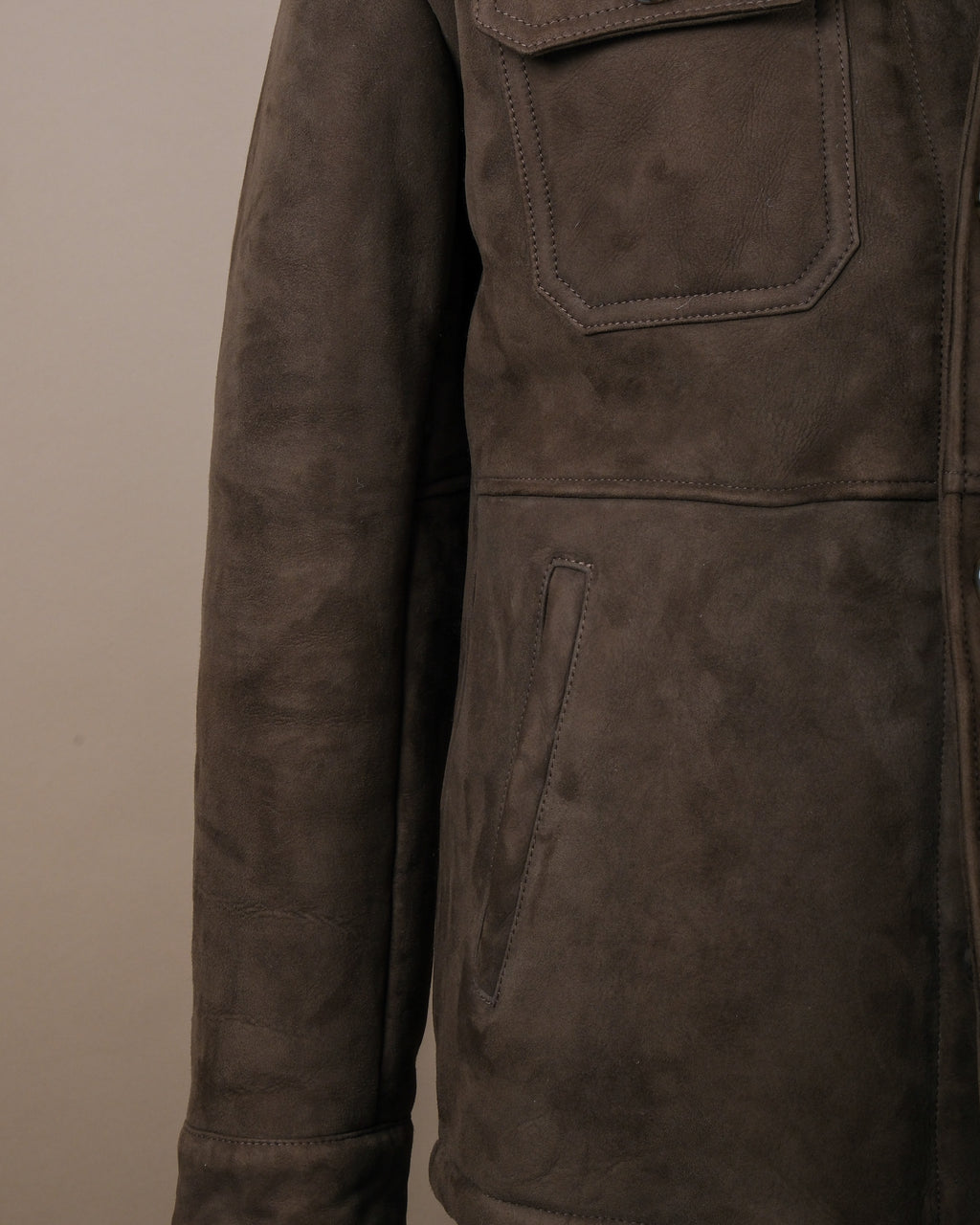 Tuscan Brown Suede Combed Shearling Jacket