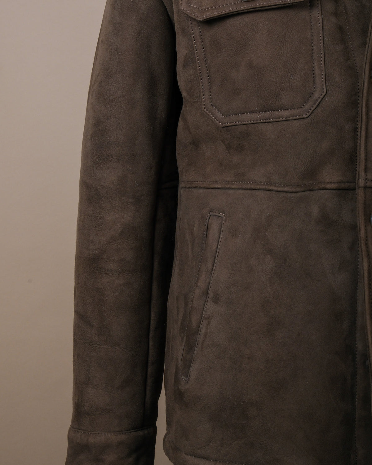 Tuscan Brown Suede Combed Shearling Jacket