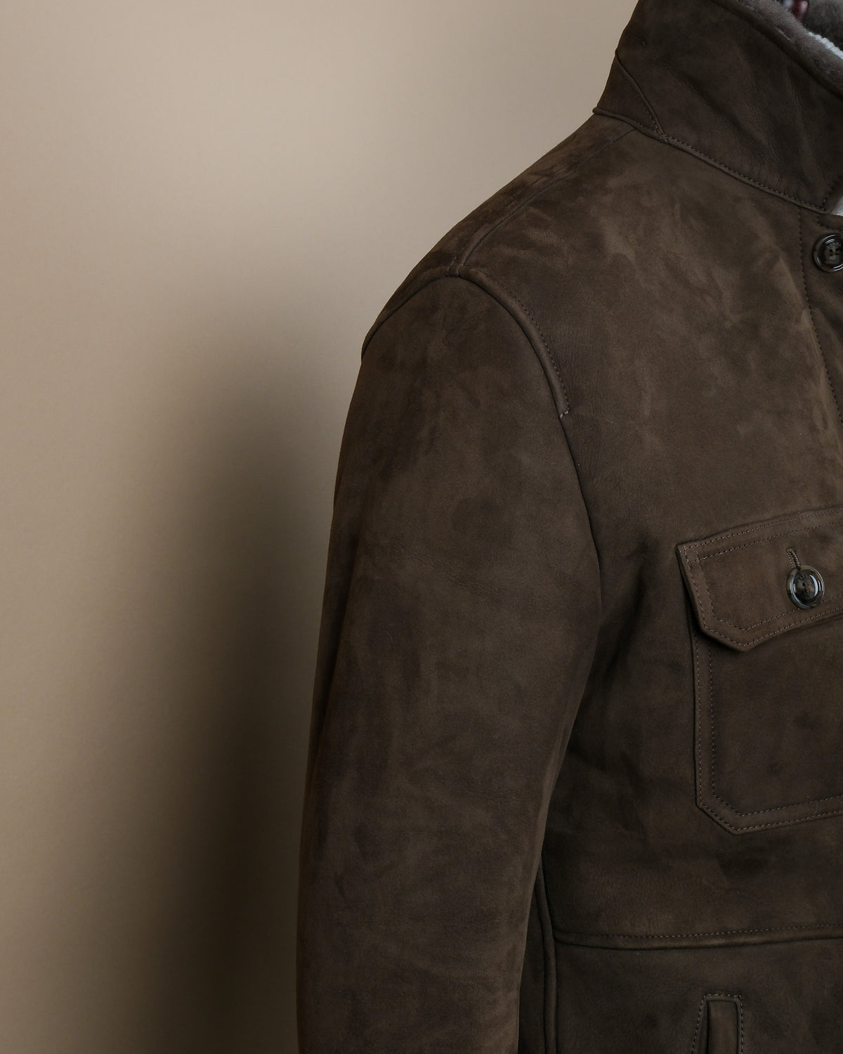 Tuscan Brown Suede Combed Shearling Jacket