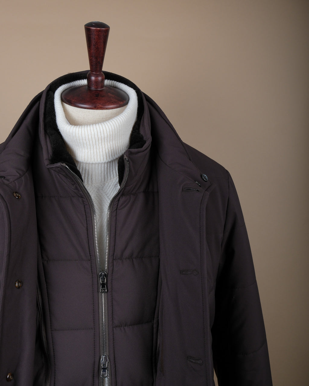 Matte Anthracite Panel Padded Parka